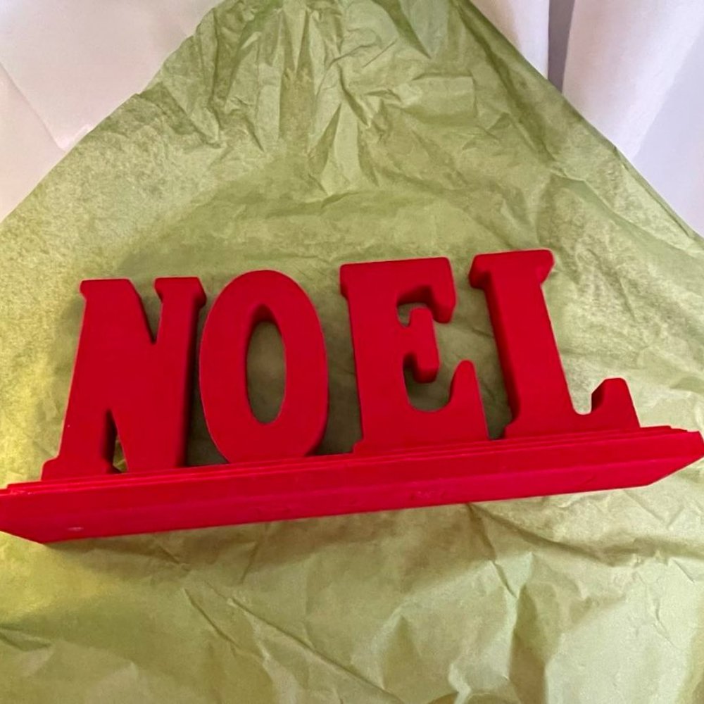 NOEL Mantle Piece Centerpiece Christmas Decor Crushed Velvet Red - Picture 7 of 11